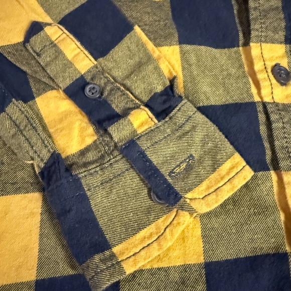Cat & Jack Boys Flannel Plaid Collard Shirt Size XS Yellow/Black - Picture 3 of 9